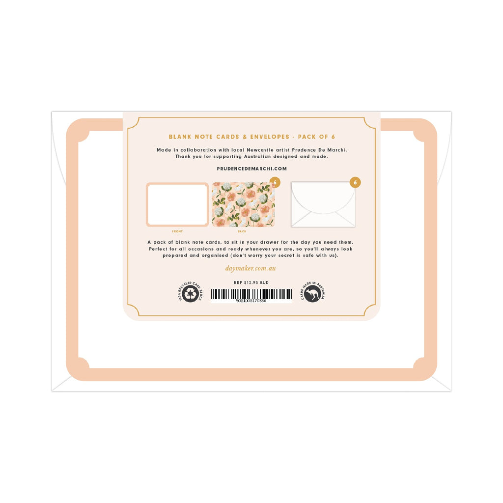 Blank 'Peach Floral' Note Cards & Envelopes (6pk) - Honest Paper - 5061008170435