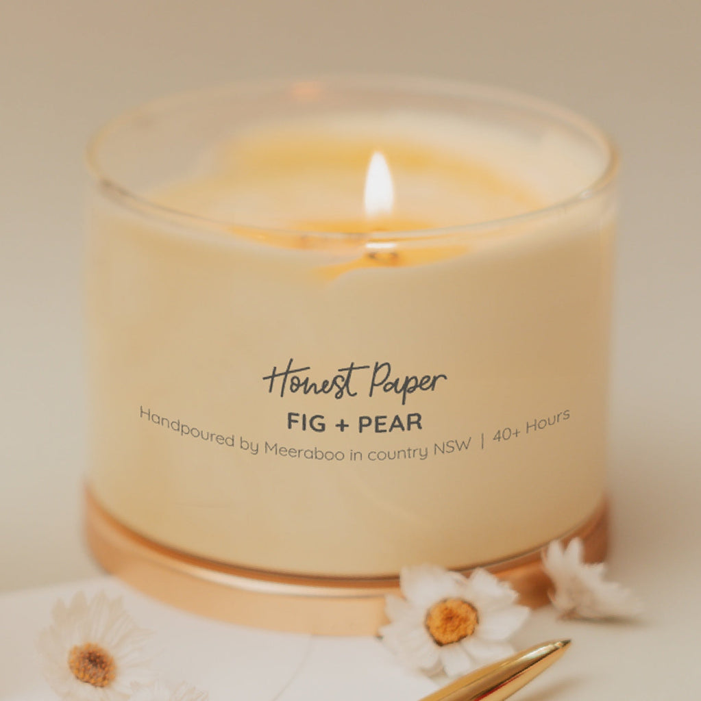 HP Signature 'Fig & Pear' Hand Poured Luxury Soy Candle - Honest Paper - 2235601