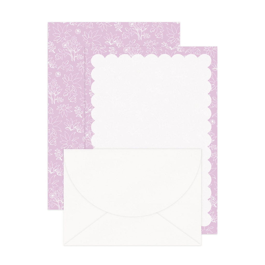 'Lilac Flannel Flowers' Blank Letter Writing Stationery Set - Honest Paper - 2233115