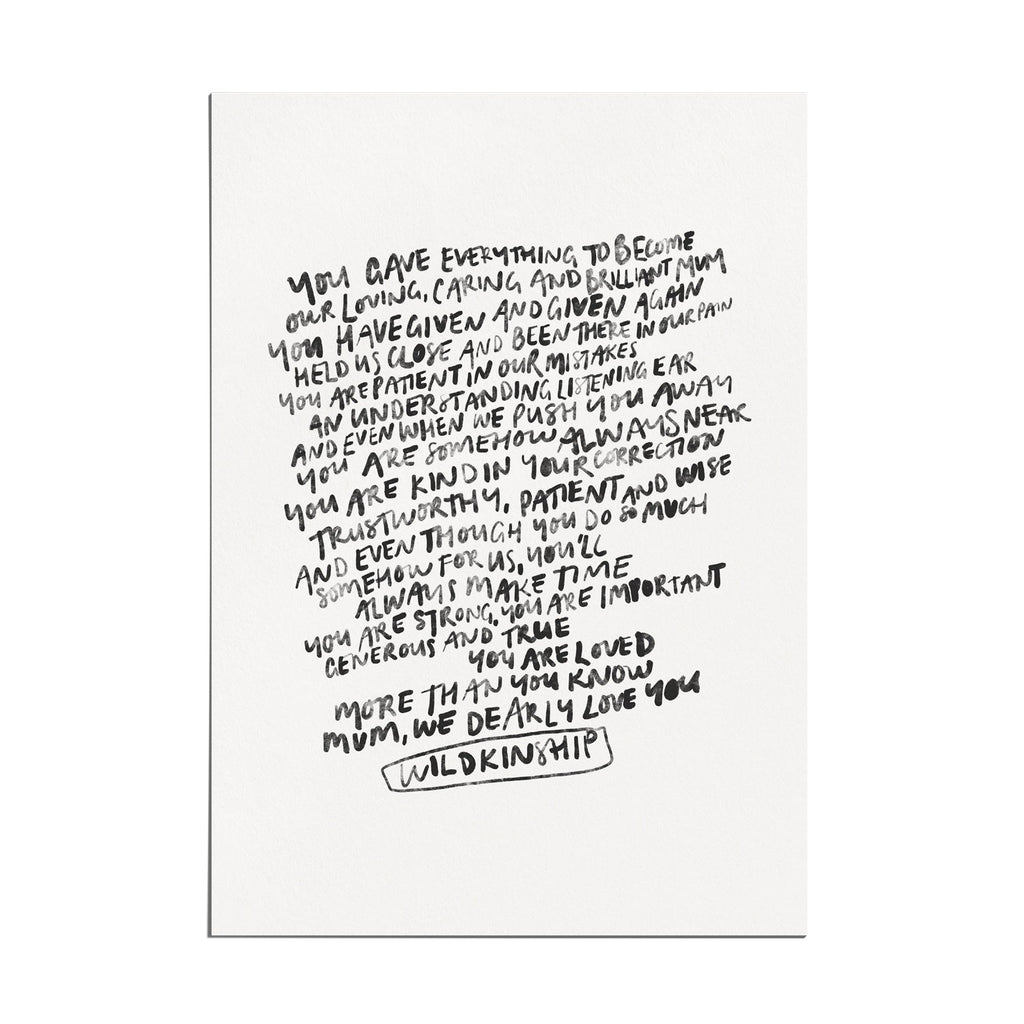 Limited Edition 'Mum, We Dearly Love You' Art Print - Honest Paper - 2235666