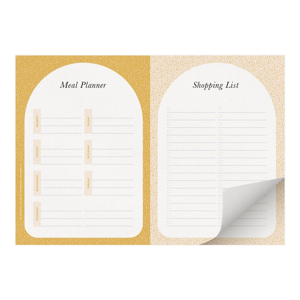 Ochre Composition 'Meal Plan & Shopping List' Magnetised A4 Notepad - Honest Paper - 2234969
