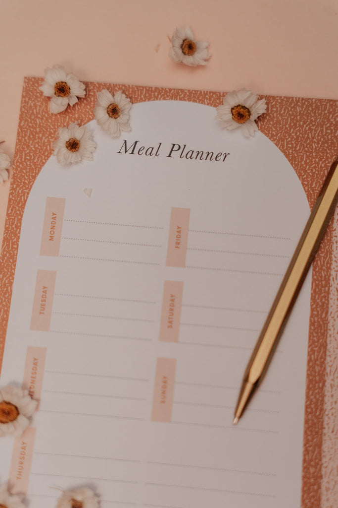 Ochre Composition 'Meal Plan & Shopping List' Magnetised A4 Notepad - Honest Paper - 2234969