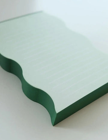 Paper Note Edge Wavy Shaped Notepad | Mint + Evergreen Edge – Honest Paper