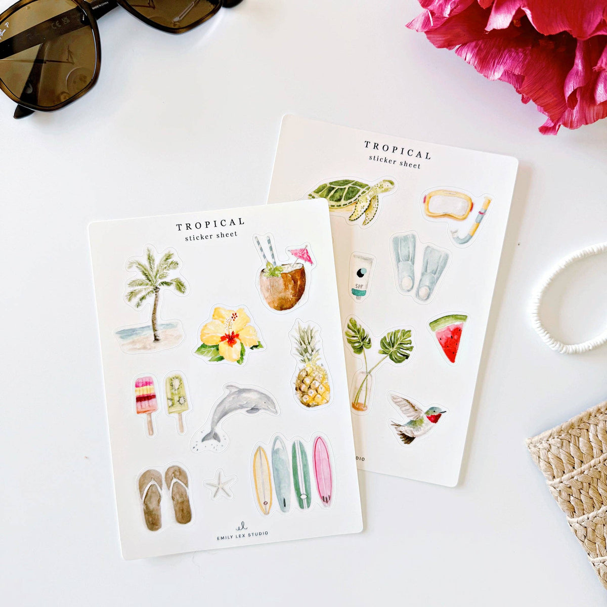 Emily Lex | Tropical Sticker Sheets – Honest Paper