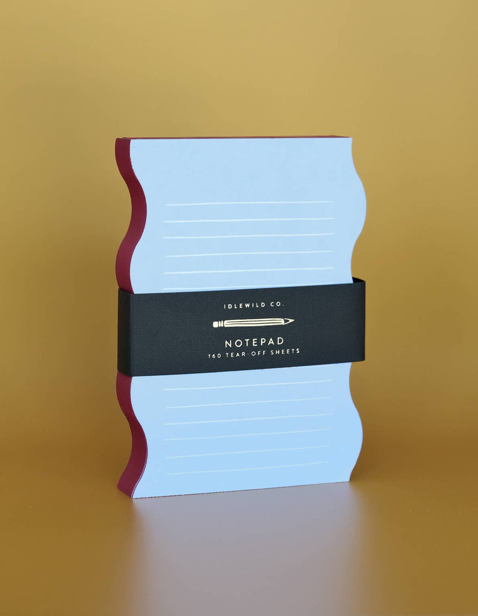 Wavy Shaped Notepad | Blue + Cranberry Edge – Honest Paper
