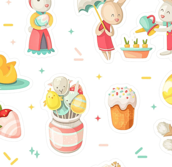 'Bunnies, cupcakes and chicks' Sticker Sheet - Honest Paper - 2235303