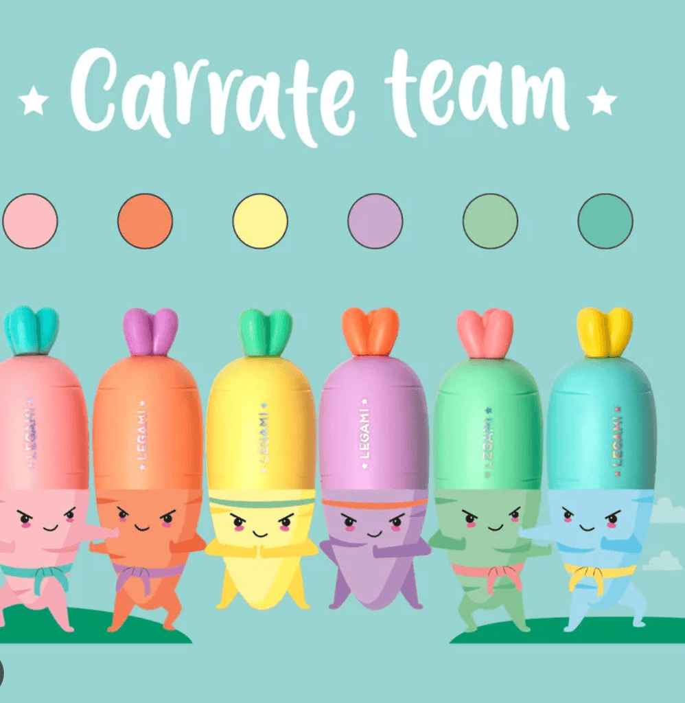 'Carrate Team' Highlighter 6pk - Honest Paper - 8054117628437