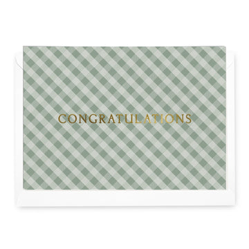 'Congratulations' Sage Gingham Greeting Card - Honest Paper - 2234724