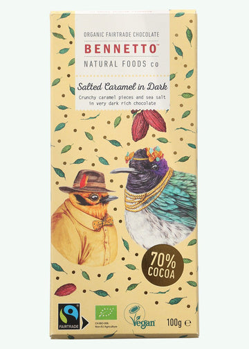 Dark Salted Caramel Chocolate, 70% Cocao, Organic Vegan - Honest Paper - 2235728