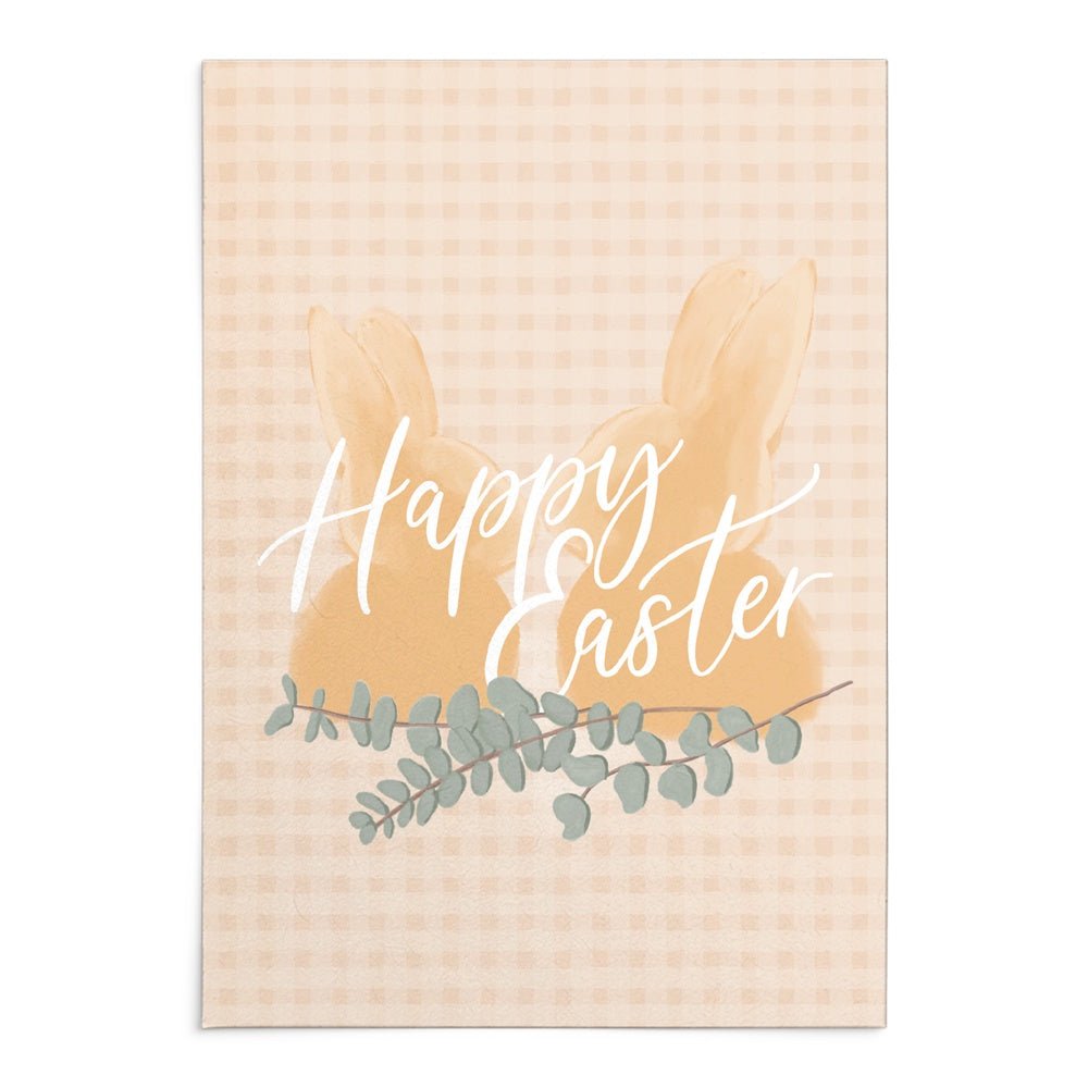 'Happy Easter' Bunnies on Gingham Greeting Card Greeting Card - Honest Paper - 21814