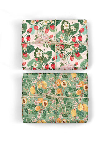 Hoglet & Co. 'Strawberries / Peaches' Double-Sided Gift Wrap - Honest Paper - 23432