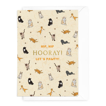 'Hooray, Let's Pawty!' Cats Greeting Card - Honest Paper - 5061008170220