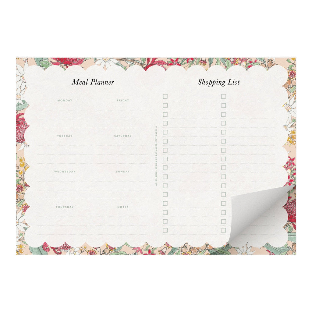 Native Floral 'Meal Plan & Shopping List' Magnetised A4 Notepad - Honest Paper - 2234970