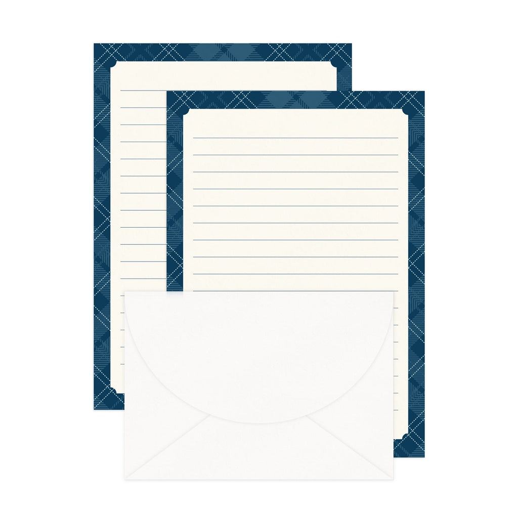 'Navy Tartan' Lined Letter Writing Stationery Set - Honest Paper - 2234955