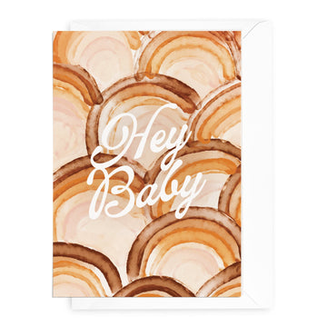NEW 'Hey Baby' Watercolour Rainbows Greeting Card - Honest Paper - 5061008170176