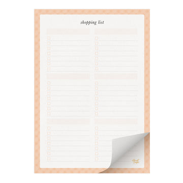 Peach Gingham 'Shopping List' Magnetised A5 Notepad - Honest Paper - 30613