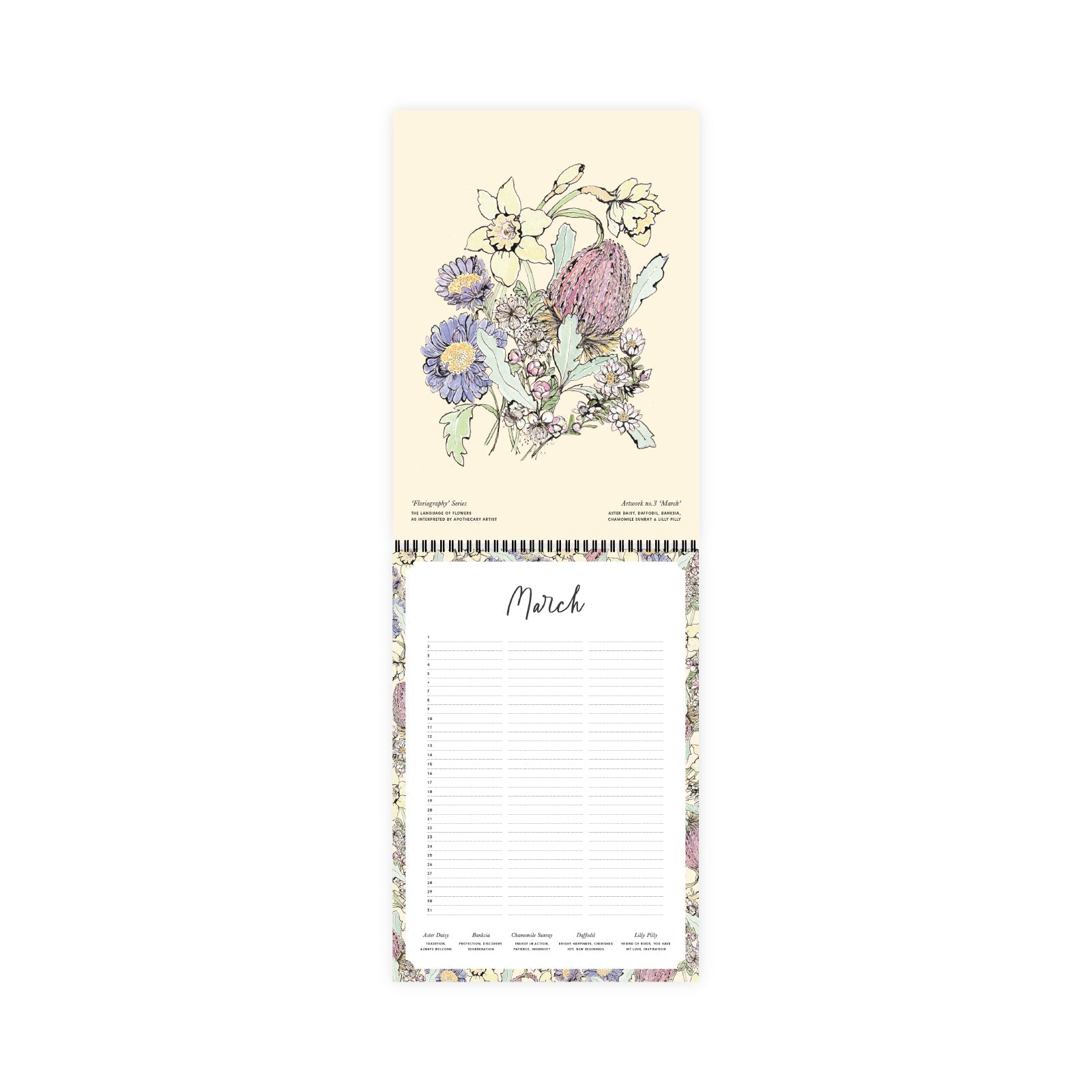 Perpetual Calendar with 'Floriography' by Apothecary Artist Honest Paper