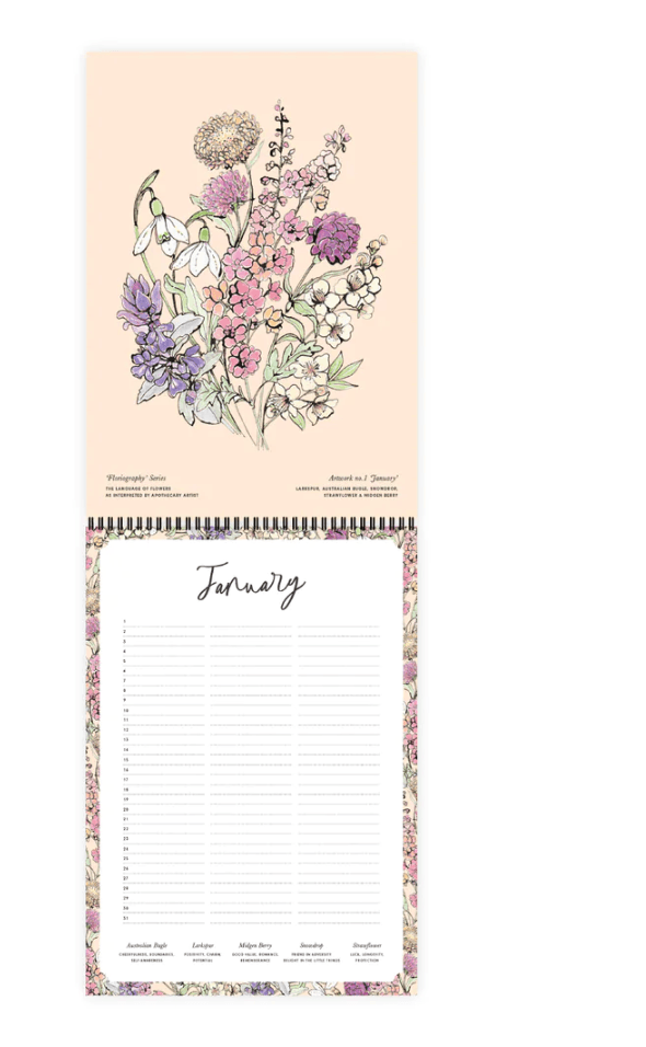 Perpetual Calendar with 'Floriography' by Apothecary Artist Honest Paper