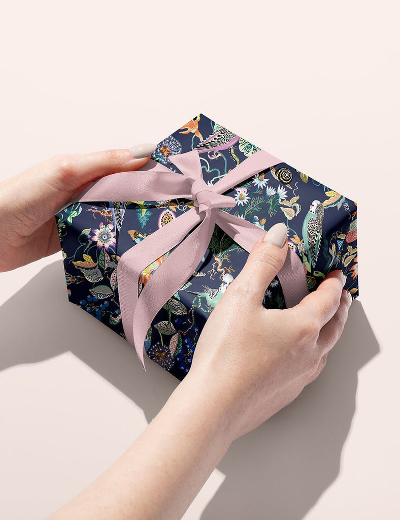 Sarah Gordon 'Wondergarden / Budgerigar' Double-Sided Gift Wrap - Honest Paper - 31125