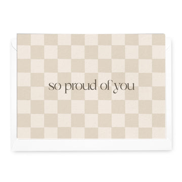 'So Proud of You' Beige Check Greeting Card - Honest Paper - 31132