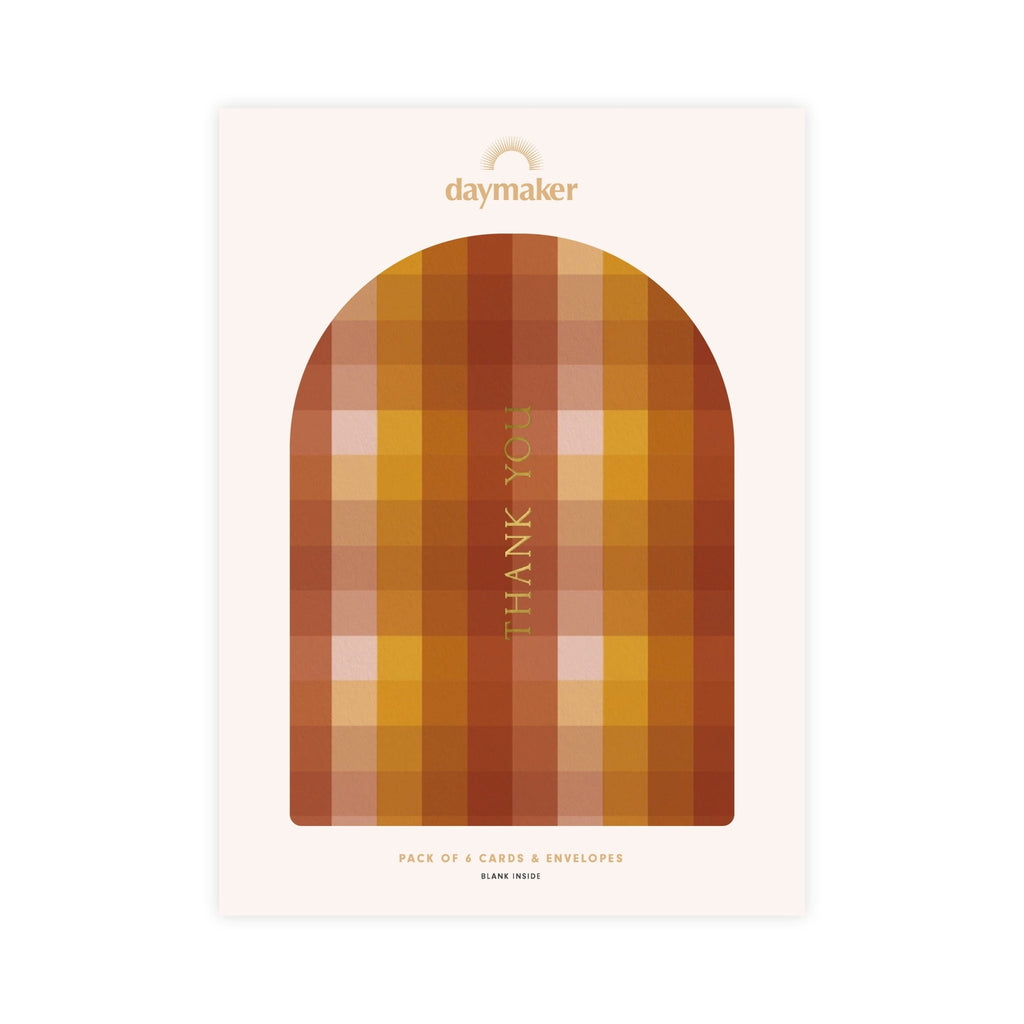 'Thank You' Gingham Sunset Greeting Cards (6pk) - Honest Paper - 5061008170374