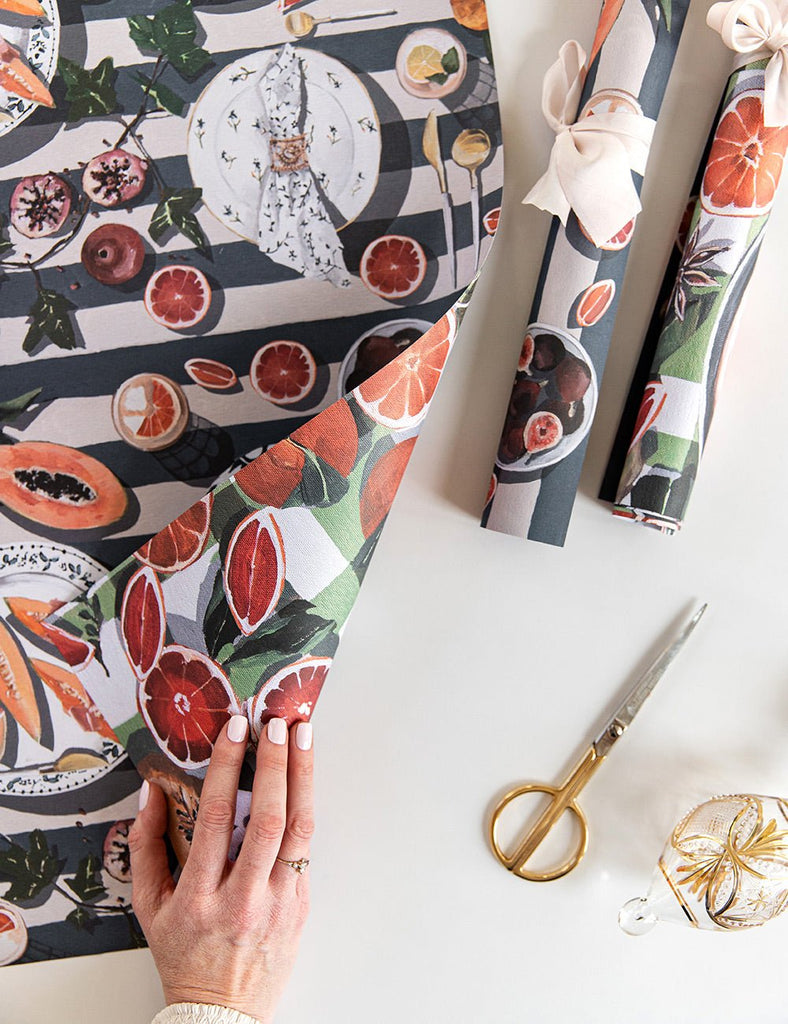 Whitney Spicer 'Oranges/Cheese & Crackers' Double Sided Gift Wrap - Honest Paper - 2234834