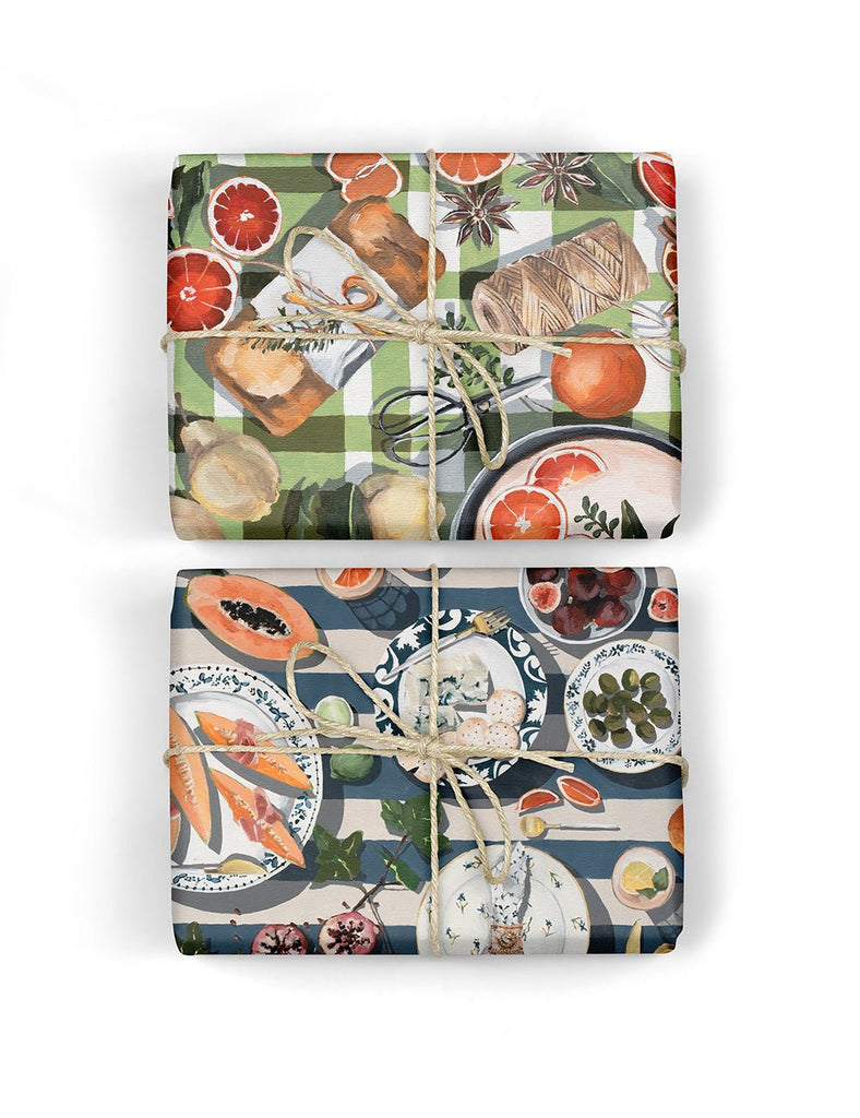 Whitney Spicer 'Oranges/Cheese & Crackers' Double Sided Gift Wrap - Honest Paper - 2234834