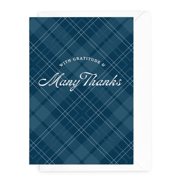 'With Gratitude & Many Thanks' Navy Tartan Greeting Card - Honest Paper - 2234944